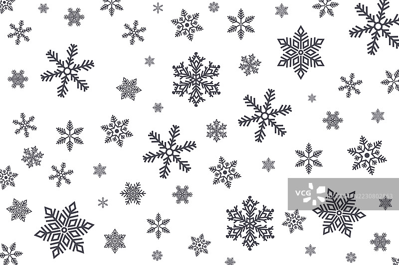 白色背景上的黑色雪花无缝图案图片素材