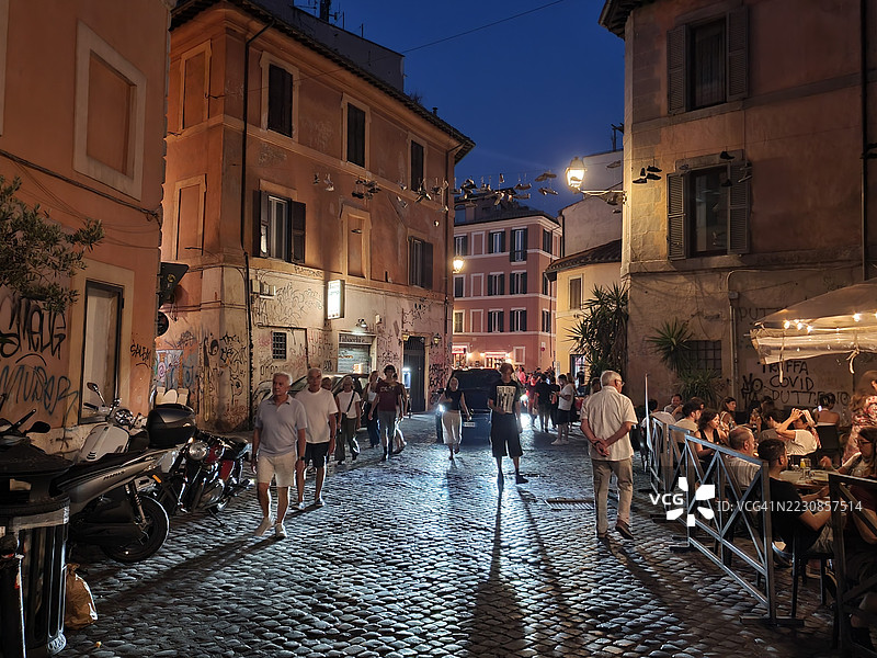 罗马特拉斯提弗列的夜生活图片素材