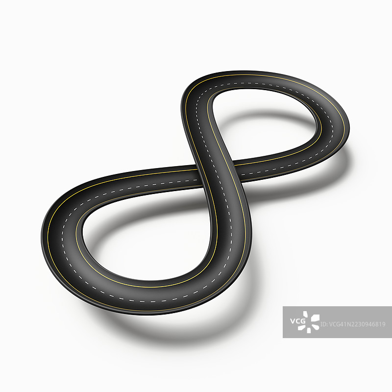 一条无限形状的道路，象征着无尽的旅程图片素材