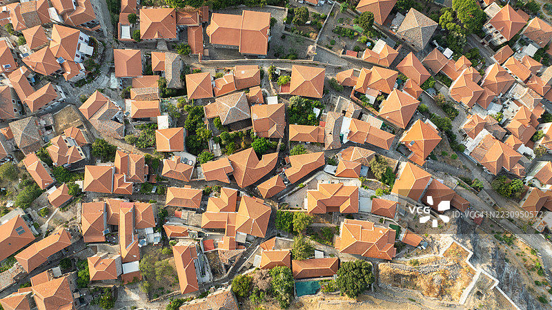 希腊村庄的鸟瞰图图片素材