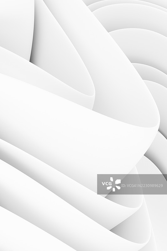 简约的抽象单色垂直背景，带有平滑的白色波浪和柔和的阴影。干净、优雅的设计，适合现代科技、医疗、品牌或环保概念。3D纸质纹理。图片素材