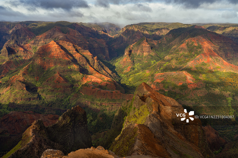 夏威夷怀梅亚峡谷的壮丽景色图片素材