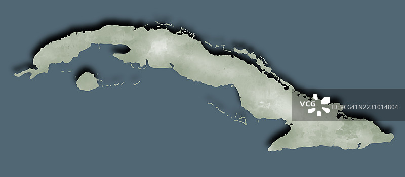 带有细腻纹理的古巴简化地图图片素材