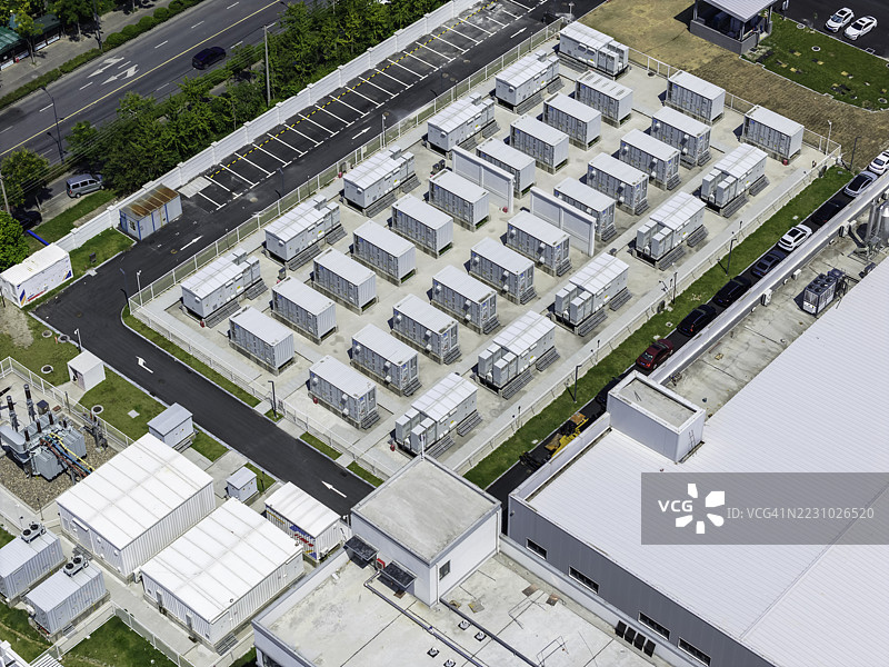 工厂中的锂电池储能站图片素材