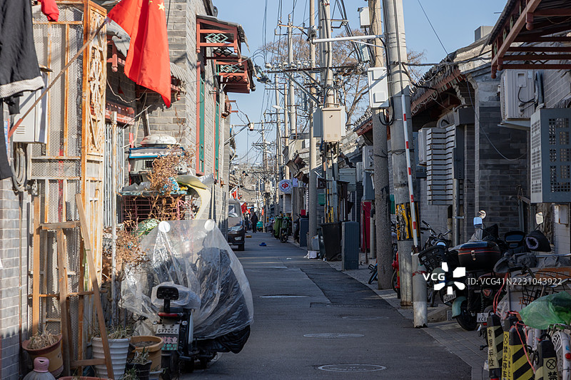北京老城区的胡同，居民区。图片素材