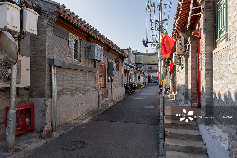 北京老城区的胡同，居民区。图片素材