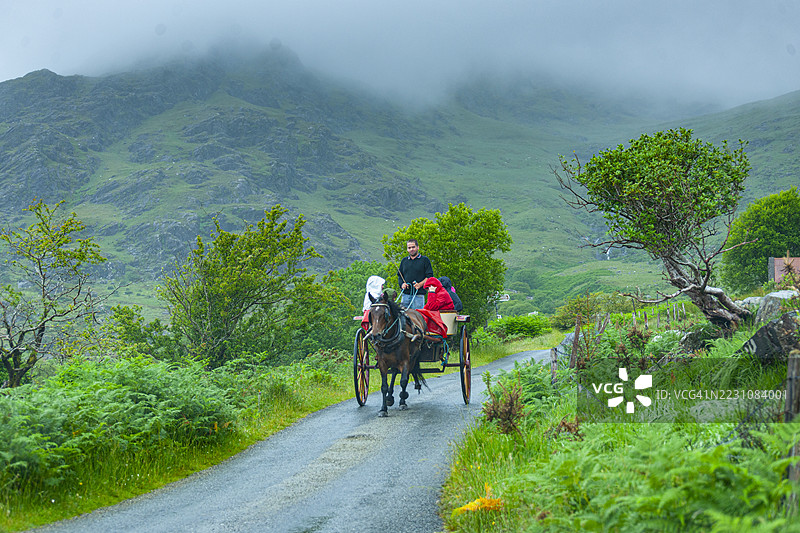 爱尔兰，环凯里路上的马车图片素材