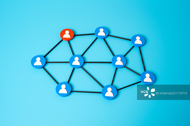 蓝色背景上的连接图标网络图片素材