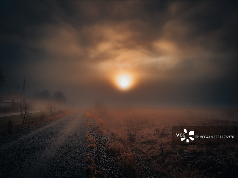 瑞典乌普萨拉的晨曦雾野图片素材