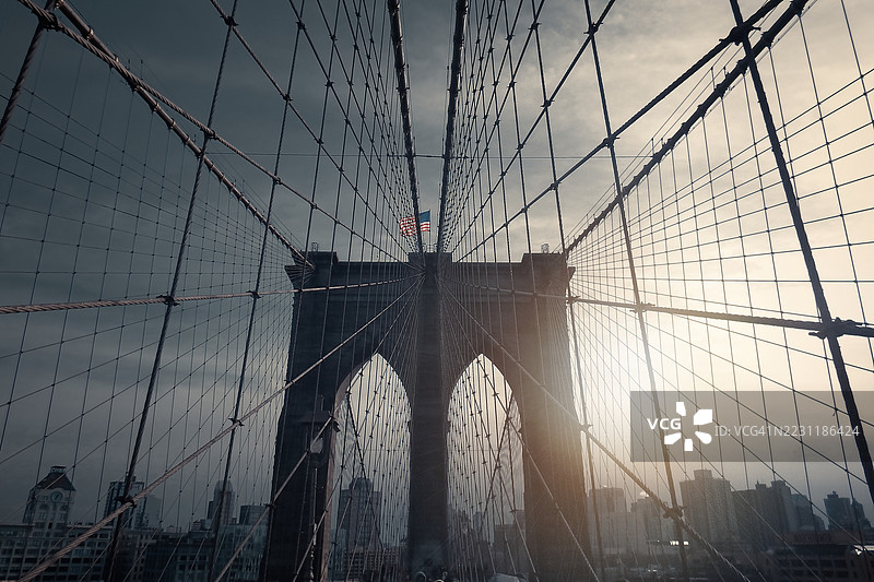 美国纽约市的布鲁克林大桥图片素材