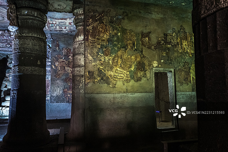 印度的阿旃陀石窟图片素材