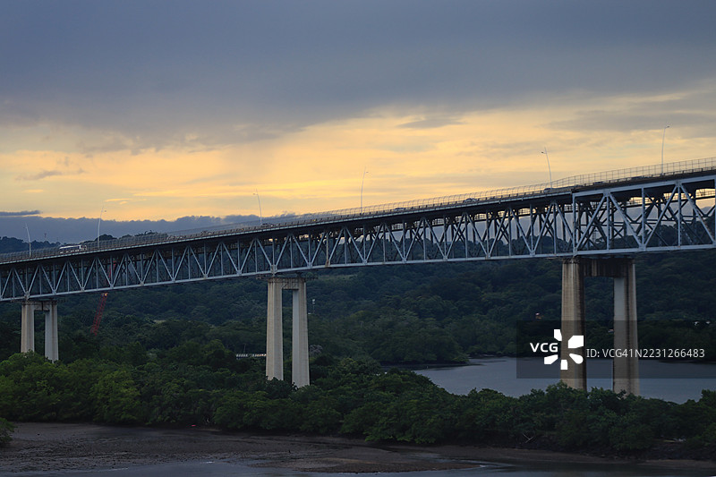 美洲大桥的日落景色图片素材