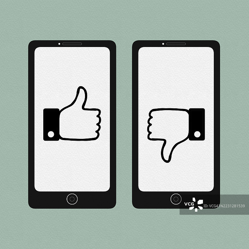 两部手机，两种信号 好与坏的沟通图片素材