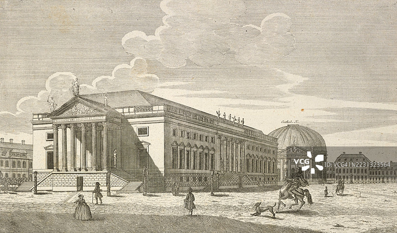 德国柏林皇家歌剧院，约1880年，数字修复的19世纪插图，历史性，确切日期未知图片素材