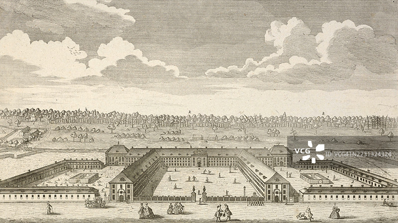 德国柏林的皇家残疾人之家，约1880年，数字修复的19世纪插图复制品，历史悠久，确切日期不详图片素材