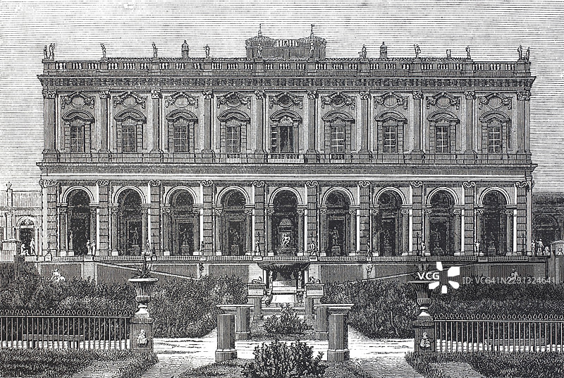 阿尔巴尼别墅，也称为阿尔巴尼-托隆尼亚别墅，位于意大利罗马的萨拉里亚街，是为教皇克莱门特十一世的侄子亚历山德罗·阿尔巴尼枢机主教建造的，建筑师为卡洛·马基奥尼，建造时间为1747年至1767年。图片素材