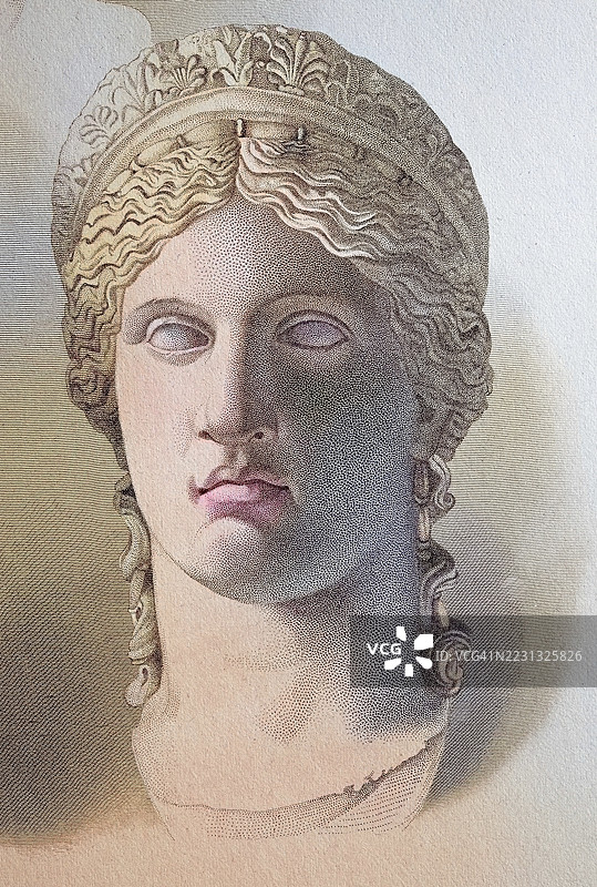 朱诺，古代意大利，尤其是罗马的女神，与希腊女神赫拉等同。朱诺被视为出生、婚姻和关爱的女神。图片素材