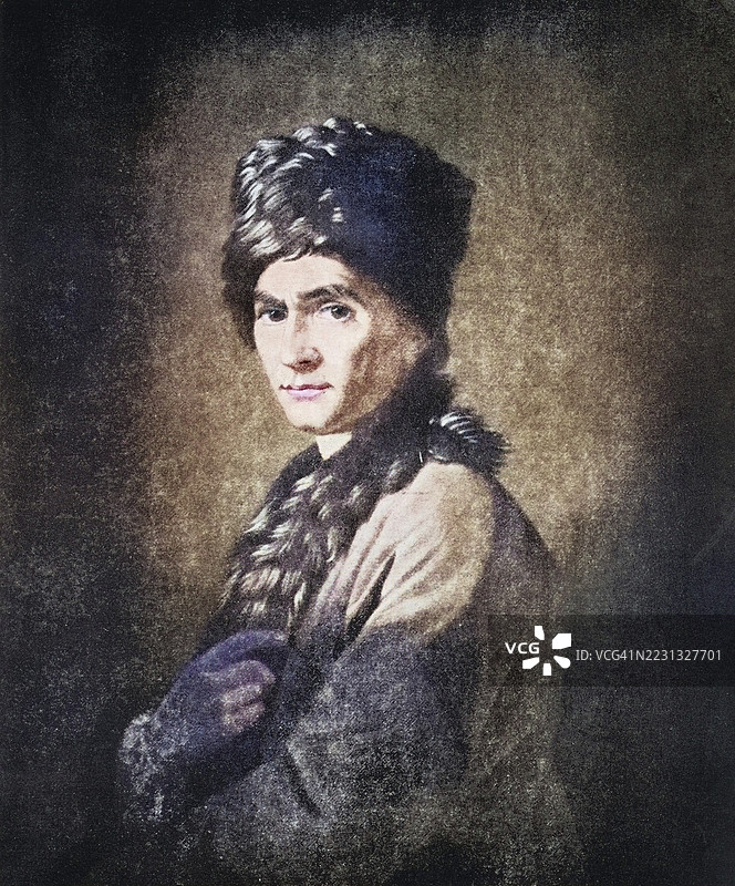 让-雅克·卢梭,1712年至1778年,日内瓦哲学家、作家和作曲家。摘自1924年出版的《书籍与人物,法英对照》,为19世纪原版(彩色)的数字修复复制品,历史悠久,确切日期未知。图片素材