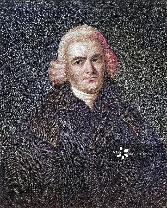 哈丁顿的约翰·布朗，1722年至1787年，苏格兰牧师和作家。19世纪印刷品的数字修复版，19世纪原作（彩色），历史性，确切日期未知。图片素材