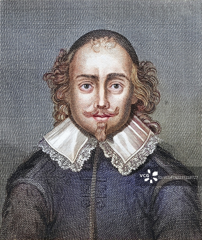 亚历山大·厄斯金,1598年至1656年,1648年明斯特和平会议上瑞典全权代表,来自《苏格兰图像志》或《苏格兰著名人物肖像》,1797年出版,数字修复的19世纪模型(彩色),历史作品图片素材