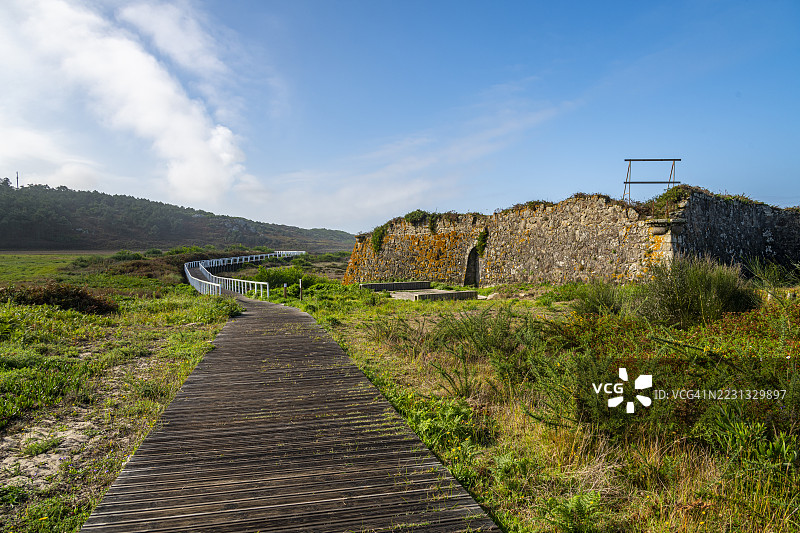 葡萄牙，普拉亚·多·帕科海边的人行道图片素材