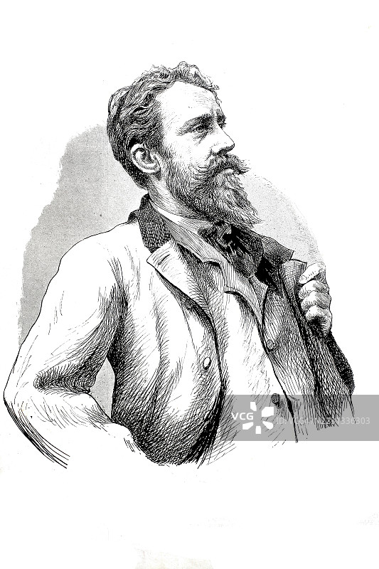 康斯坦丁·埃米尔·梅尼耶（1831年4月12日出生于布鲁塞尔附近的埃特尔贝克，1905年4月4日去世于伊克塞尔）是一位比利时雕塑家和画家，历史性的数字修复复制品，来源于19世纪的原作，记录日期未说明。图片素材