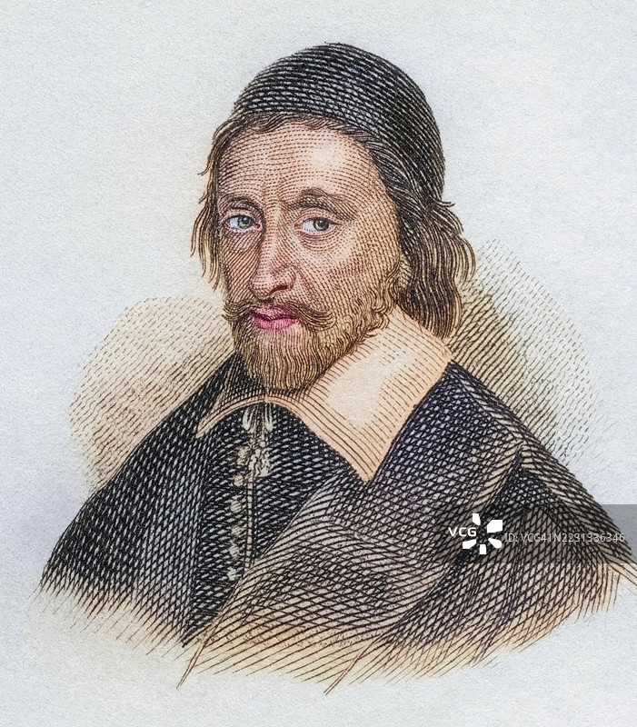 埃泽基尔·斯潘海姆(1629年12月7日出生于日内瓦,1710年11月去世于伦敦)是一位德国外交官、律师和瑞士裔神学家,摘自《克拉布历史词典》,1825年,历史彩色数字修复版。图片素材