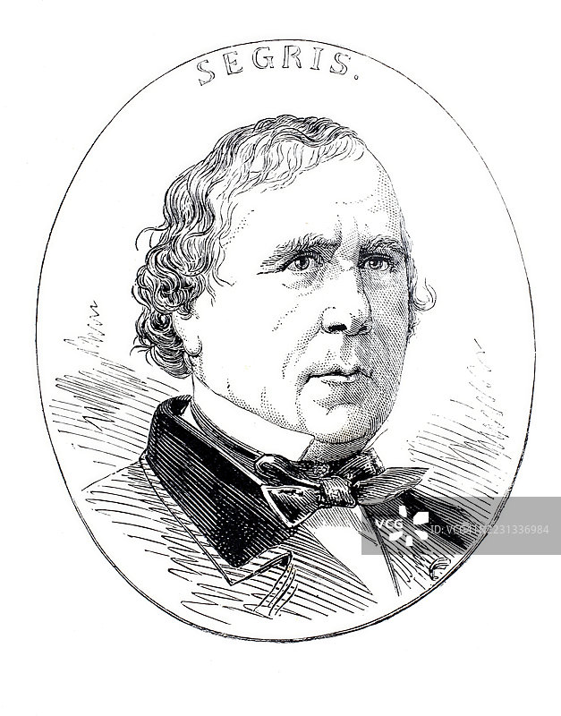 亚历克西斯·埃米尔·塞格里斯，1811年3月4日出生，1880年9月7日去世，是昂热（梅因-卢瓦尔省）的商业律师和法国政治家，19世纪原作的历史数字增强复刻版。图片素材