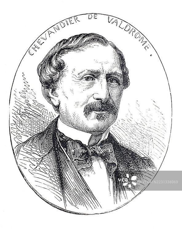 让-皮埃尔·拿破仑·欧仁·舍万迪耶·德·瓦尔德罗姆（1810年8月15日 - 1878年12月2日）是一位法国企业家和政治家，19世纪模型的历史数字增强复刻版图片素材