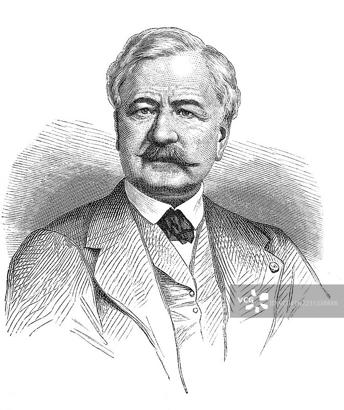 费迪南·玛丽·维孔特·德·莱塞普斯（出生于1805年11月19日，逝世于1894年12月7日）是一位法国外交官和企业家。他以苏伊士运河的规划者而闻名，历史场景的19世纪复刻。图片素材