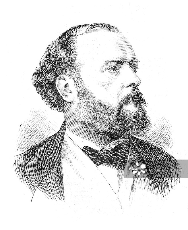 尤利乌斯·格拉泽（1831-1885），奥地利法学家和政治家，历史场景，19世纪的原作复制品图片素材