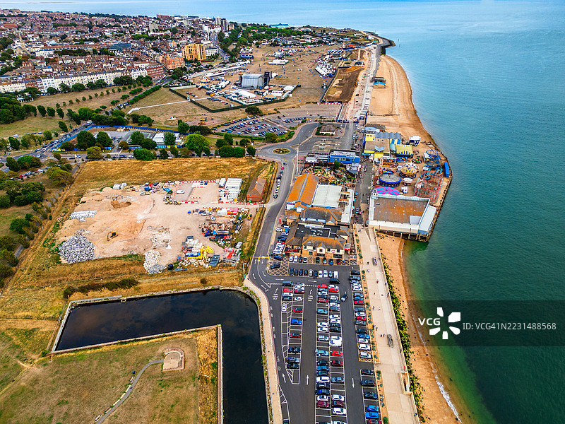 英格兰汉普郡南海岸的鸟瞰图图片素材