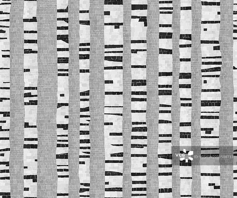 桦木森林无缝图案，矢量马赛克艺术背景图片素材