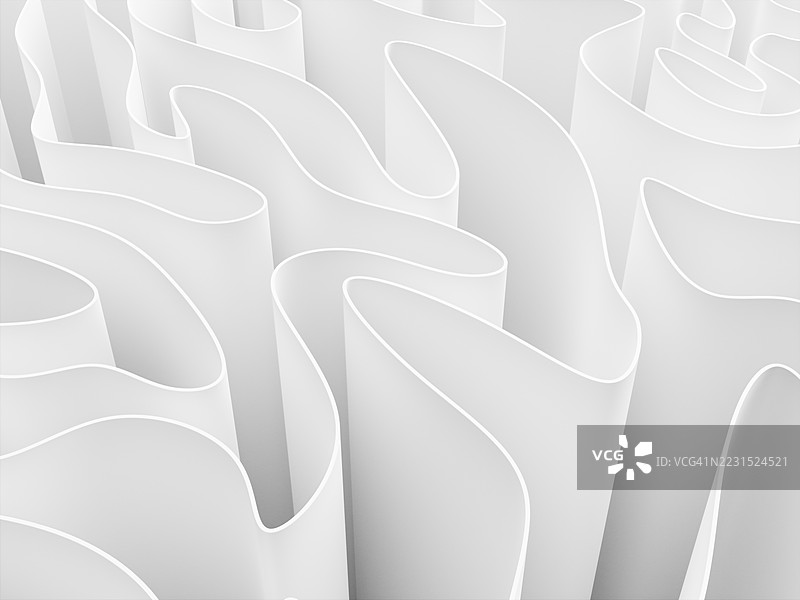 抽象的蓝白色分层曲线平滑背景图片素材