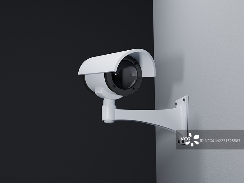 墙上的3D监控摄像头图片素材