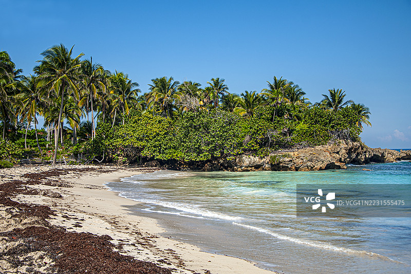 古巴关塔那摩巴拉科阿的马瓜纳海滩。自然景观与碧蓝的海洋。图片素材