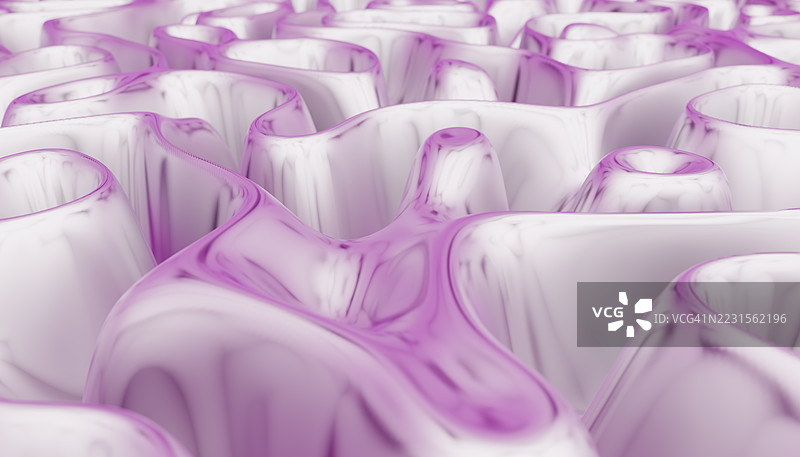 粉色和白色的抽象有机形状构成一个未来主义的景观图片素材