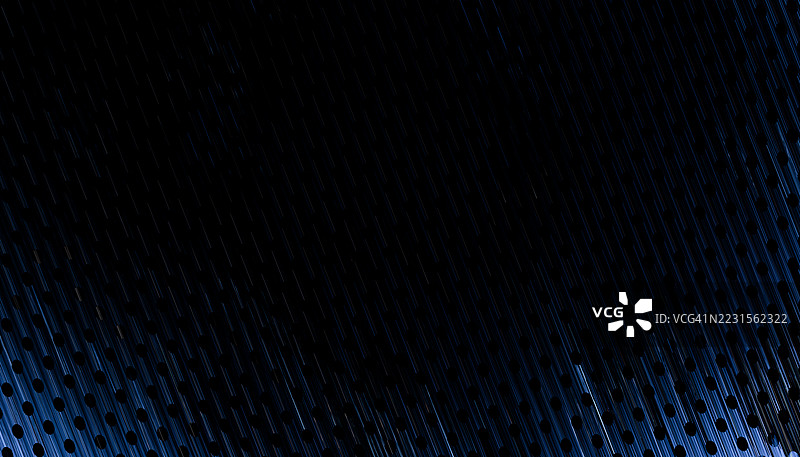 抽象的蓝色线条和点在黑色背景上汇聚图片素材
