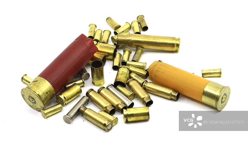 各种卡尺子弹壳在白色背景上孤立展示图片素材