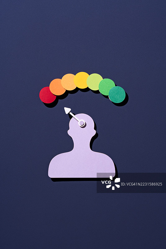 人形轮廓下的压力水平测试，显示高压力状态图片素材