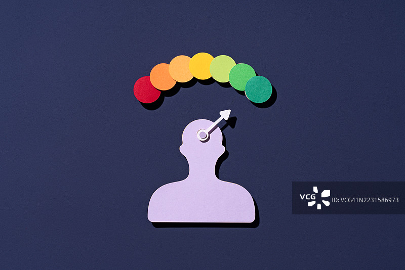 人形轮廓显示绿色低压力的压力水平测试图片素材