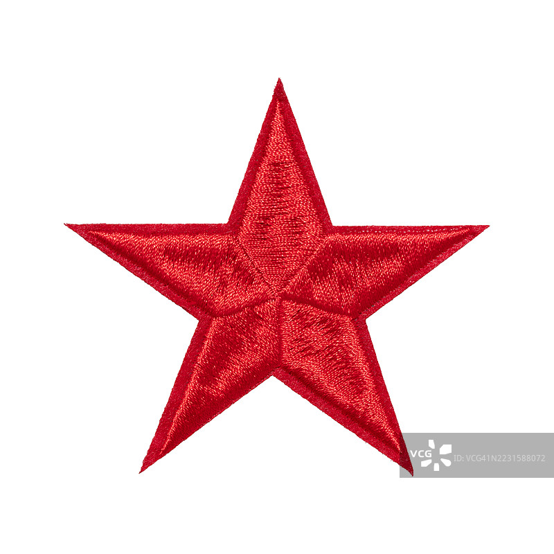 孤立在白色背景上的刺绣红星装饰图片素材