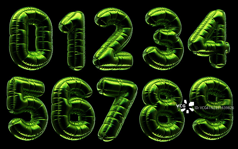3D充气绿色数字图片素材