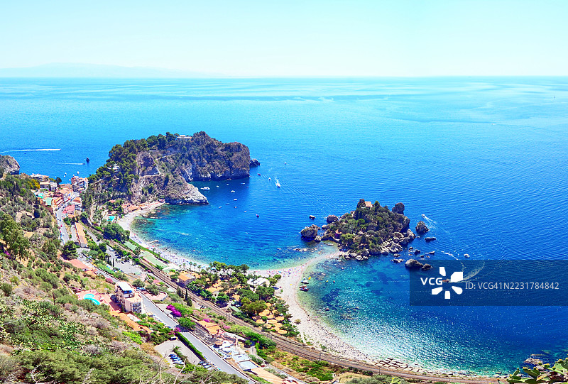 塔奥米纳海滩，西西里岛图片素材