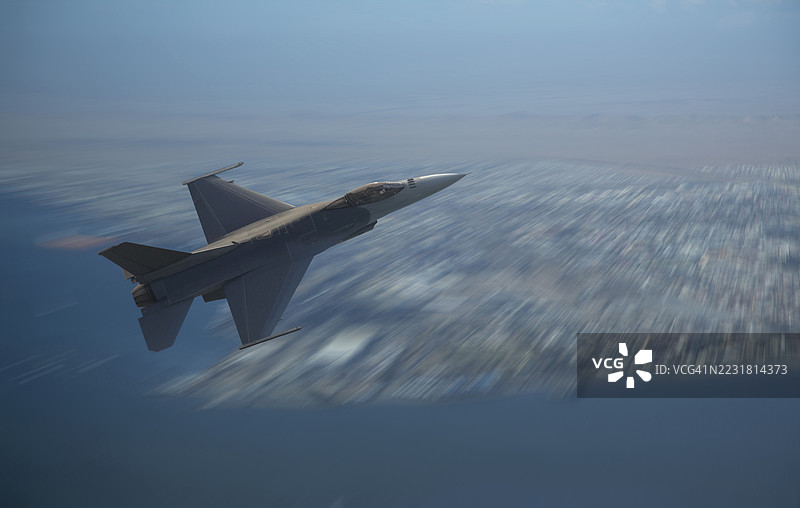 F-16军用飞机飞越纳米比亚的骷髅海岸。图片素材