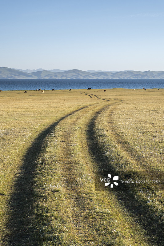 广袤的草原和崎岖的山脉，宋科尔，吉尔吉斯斯坦图片素材
