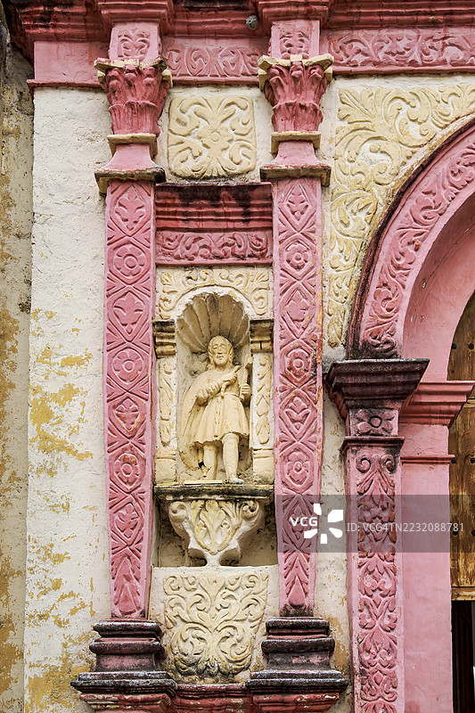 墨西哥莫雷洛斯州库埃纳瓦卡的圣弗朗西斯科第三秩序教堂，细节视图图片素材