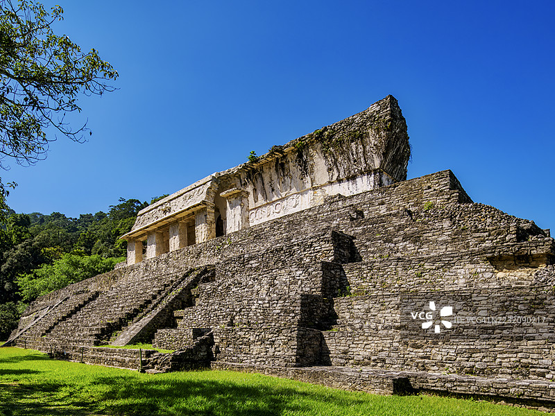 墨西哥恰帕斯州帕伦克考古遗址的宫殿图片素材