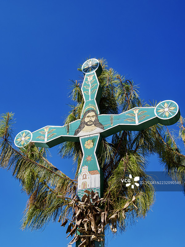 在墨西哥恰帕斯州圣胡安查穆拉的和平广场十字路口图片素材