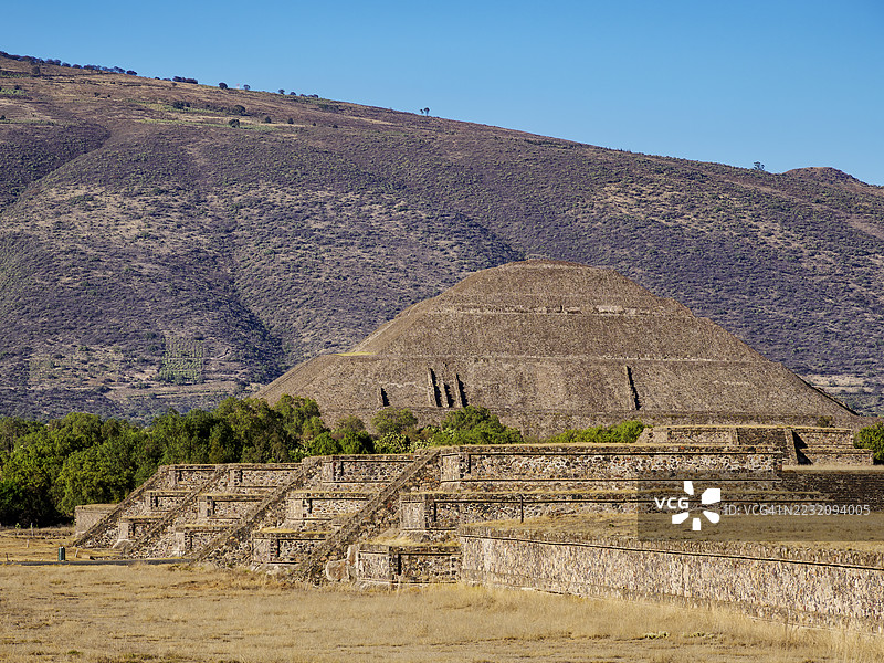 俯瞰太阳神庙，特奥蒂瓦坎，墨西哥州，墨西哥图片素材